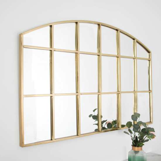Product photograph of Manhattan Arched Horizontal Design Wall Mirror In Gold Frame from Furniture in Fashion