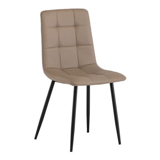 Product photograph of Manhen Leather Dining Chair In Taupe from Furniture in Fashion
