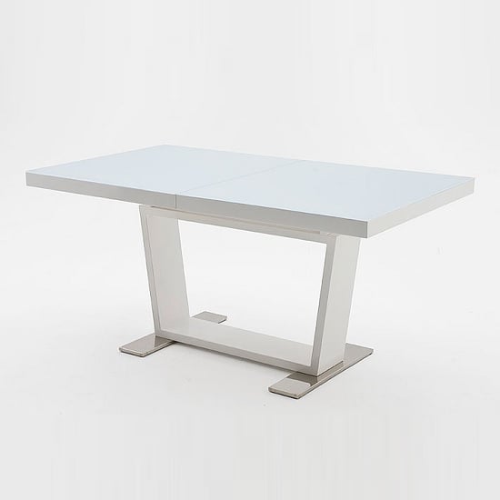 Read more about Manhattan extendable dining table with white glass and gloss