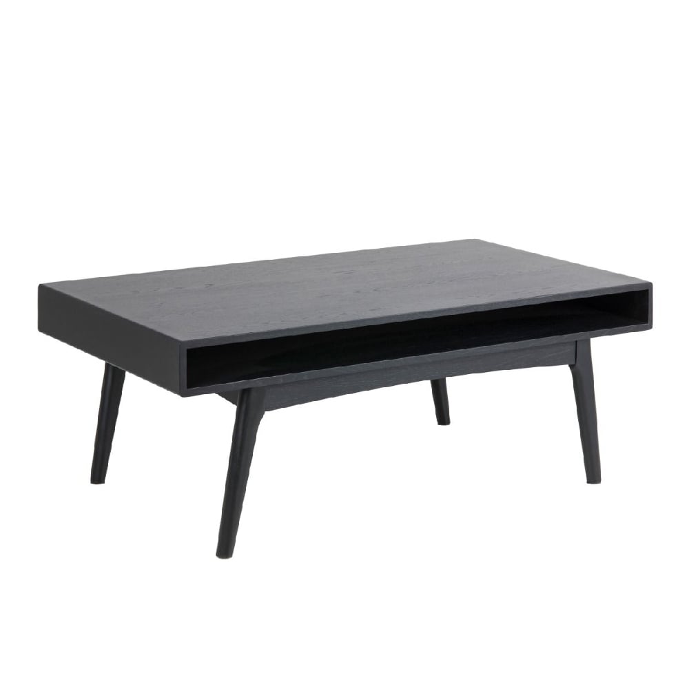 manila wooden coffee table with open shelf in black