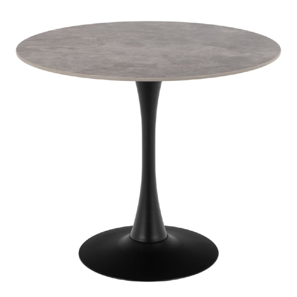 manteo ceramic dining table round in grey and black