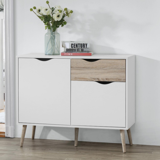 Product photograph of Appleton Small Sideboard In White And Oak from Furniture in Fashion