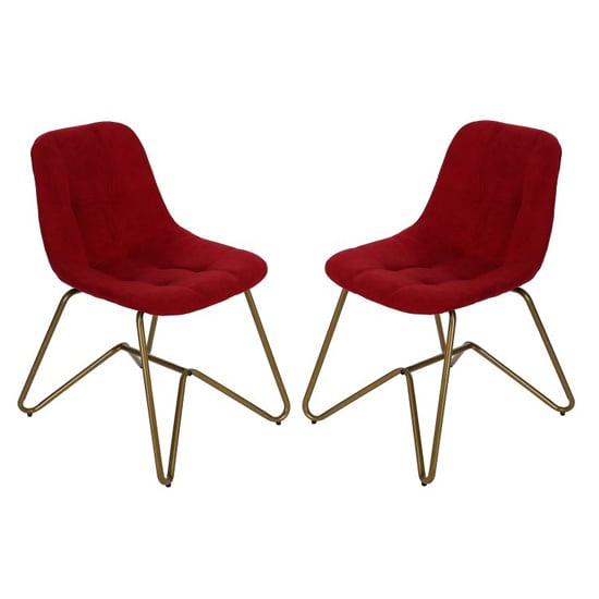 Product photograph of Marana Red Velvet Dining Chairs In A Pair from Furniture in Fashion
