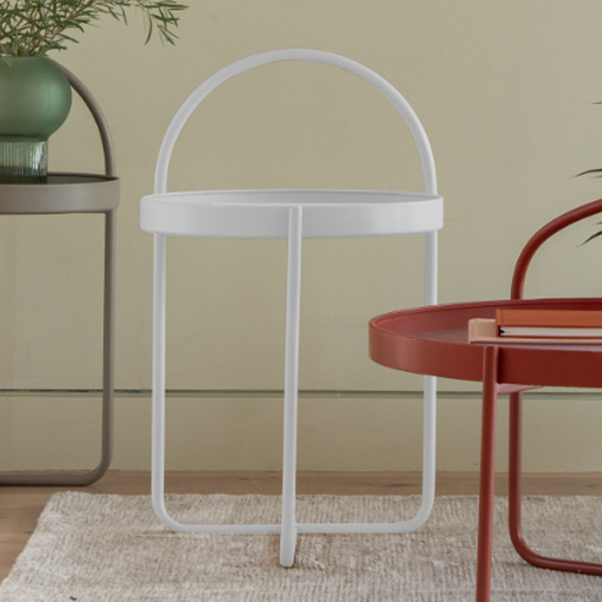 Product photograph of Marbury Round Metal Side Table In White from Furniture in Fashion