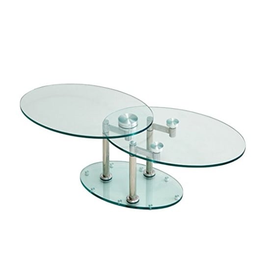 Mariella Rotating Glass Coffee Table With Silver Base | Furniture in Fashion