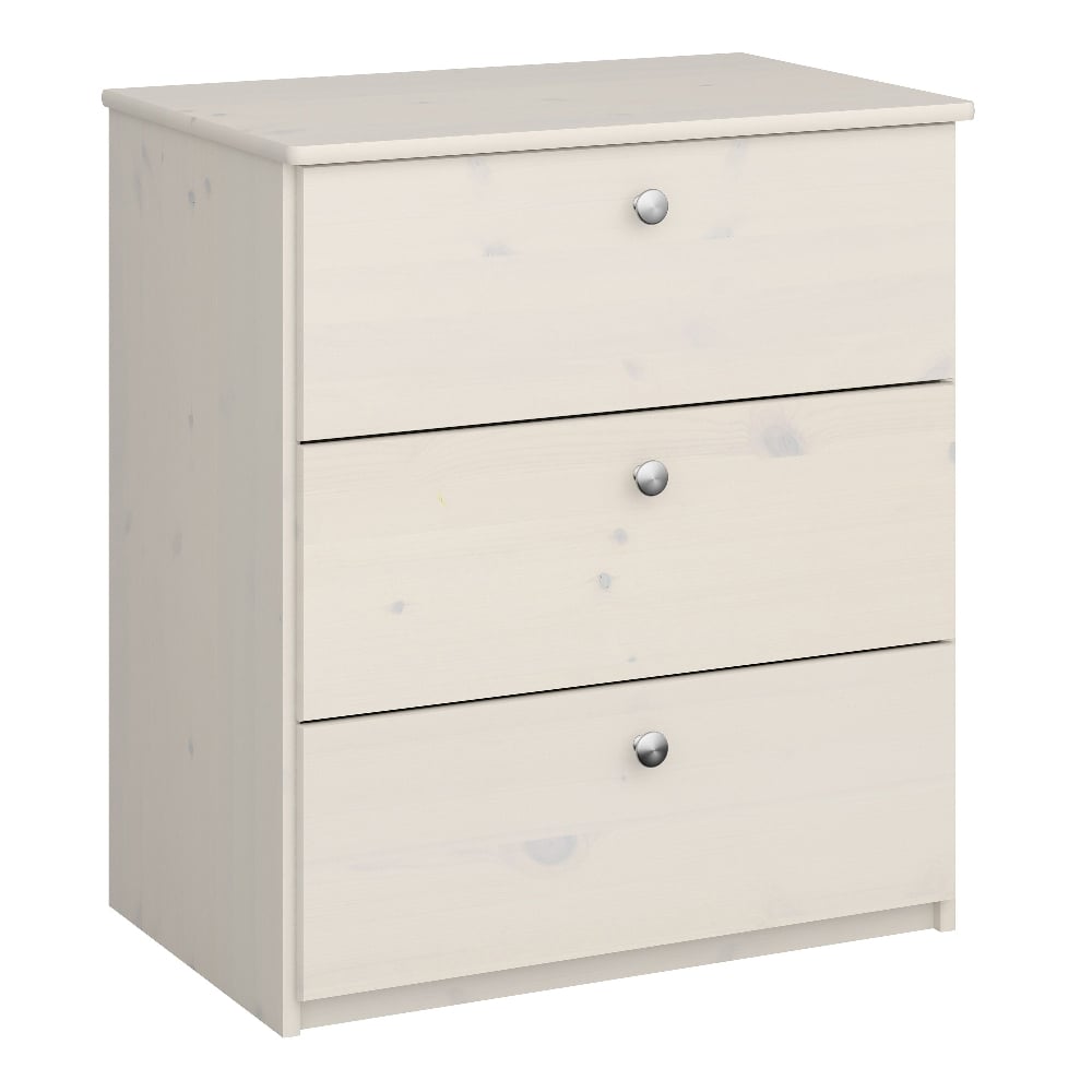 marina wooden chest of 3 drawers in white wash