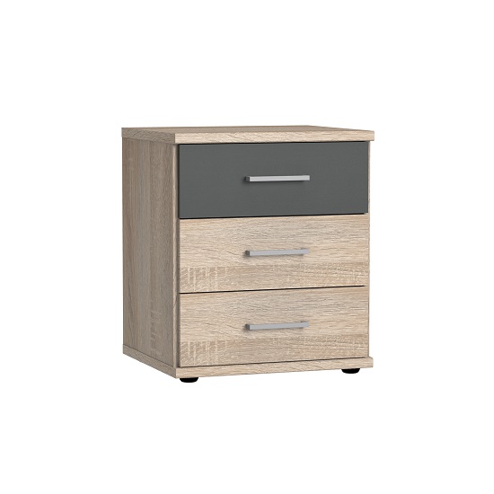Read more about Marino wooden bedside cabinet in oak effect and graphite
