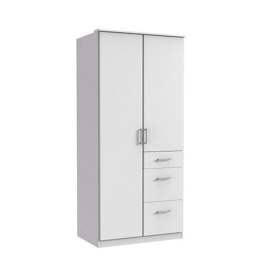 Read more about Marino wooden wardrobe in white with 2 doors and 3 drawers