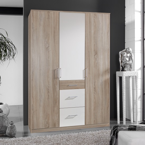 Read more about Marino wardrobe in oak effect and white with 3 doors