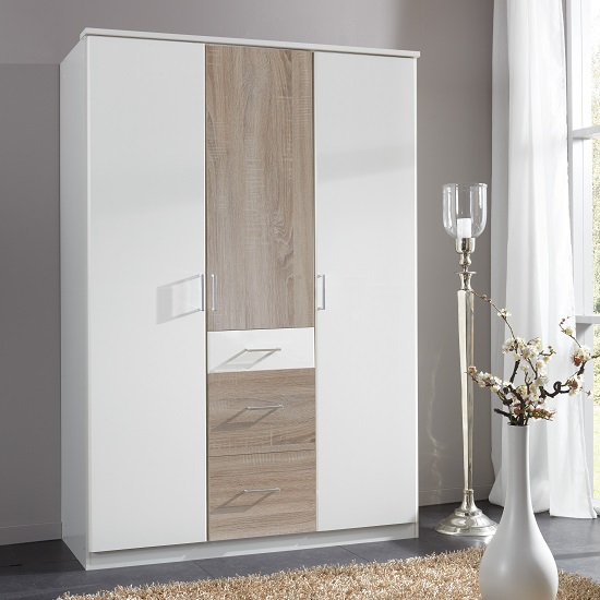 Read more about Marino wardrobe in white and oak effect with 3 doors