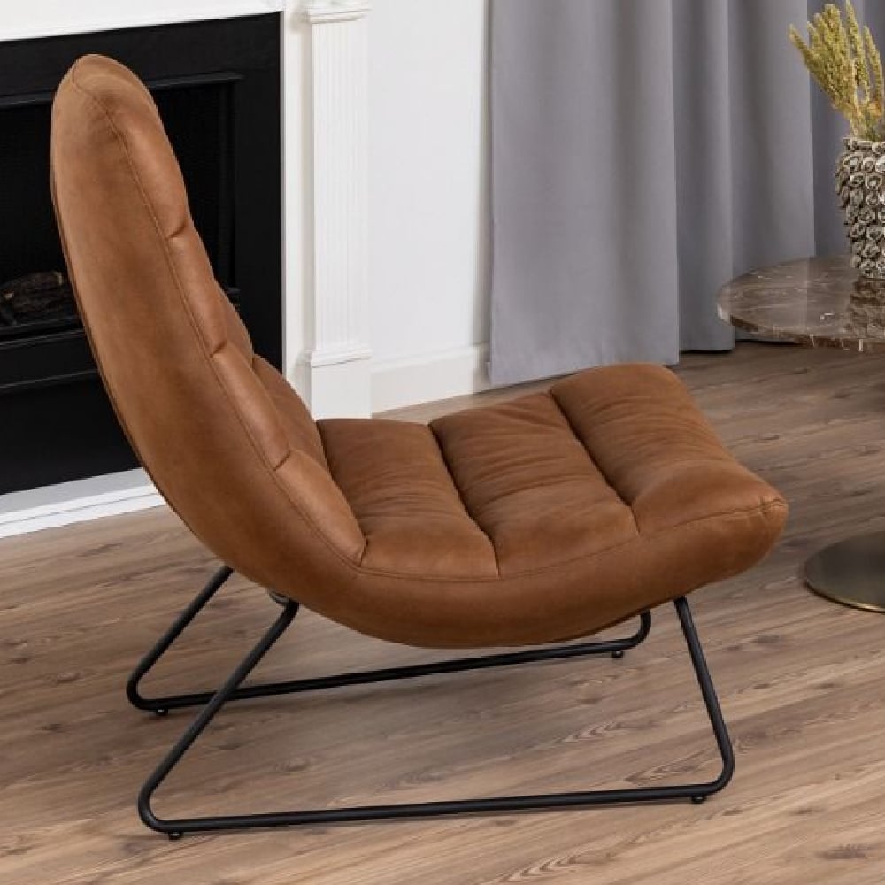 Read more about Marion leather lounge chair with black legs in brown