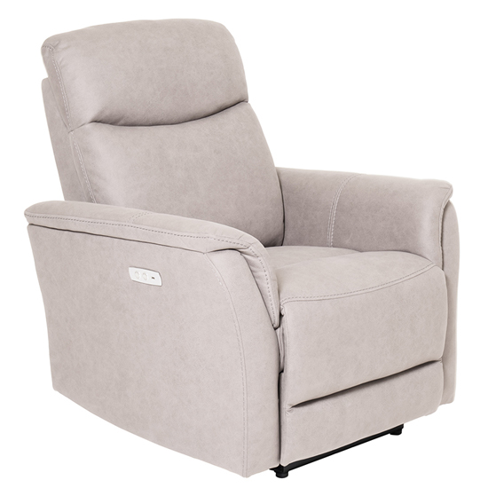 Product photograph of Maritime Electric Recliner Fabric 1 Seater Sofa In Taupe from Furniture in Fashion