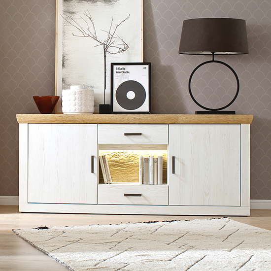 Barras Wooden Sideboard In Solid Oak With 2 Doors And 3 Drawers £1 029