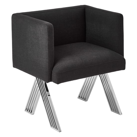 Photo of Markeb black fabric dining chair with silver steel frame