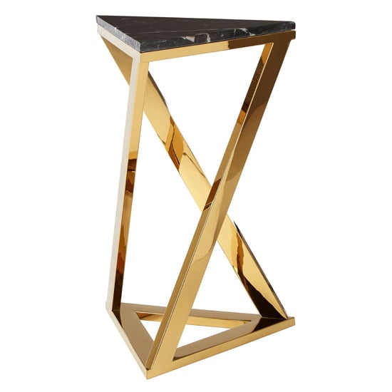 Product photograph of Markeb Black Marble Top End Table With Gold Steel Frame from Furniture in Fashion