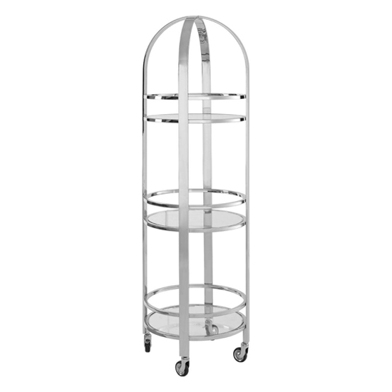 Photo of Markeb glass 3 shelves drinks trolley with silver steel frame