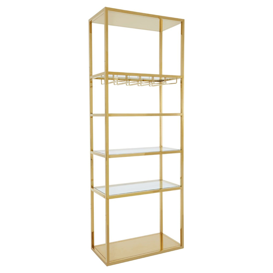 Photo of Markeb glass shelves bar shelving unit with gold steel frame
