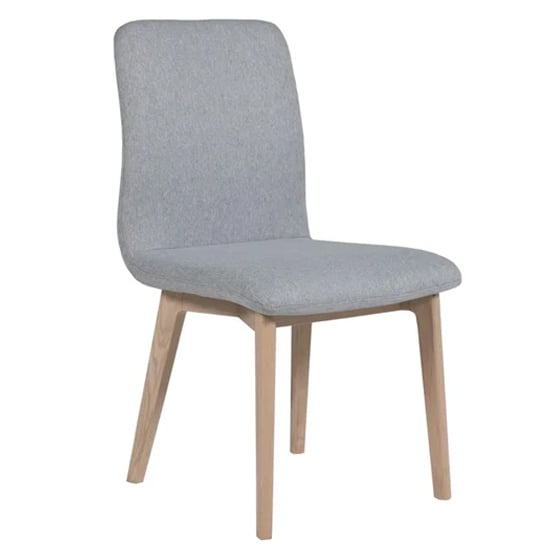 Read more about Marlon fabric dining chair with oak legs in light grey