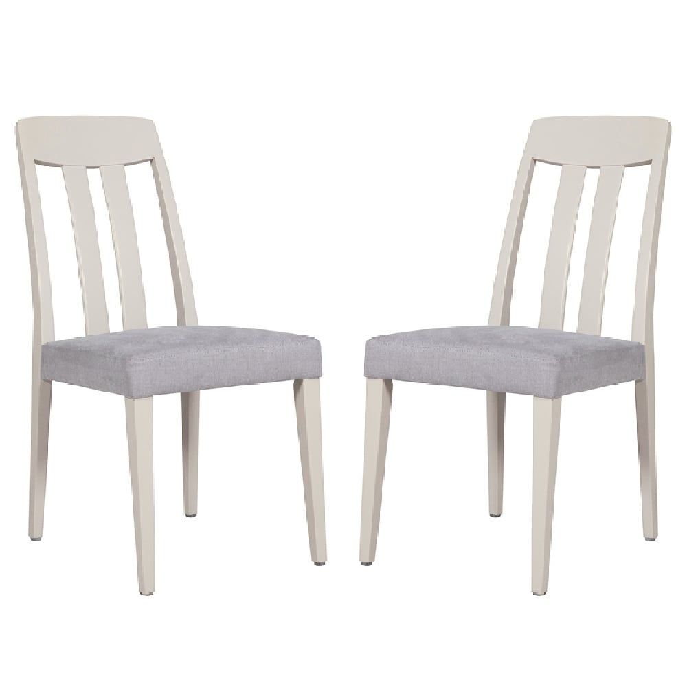 Product photograph of Mainz Taupe Wooden Dining Chairs With Fabric Seat In Pair from Furniture in Fashion