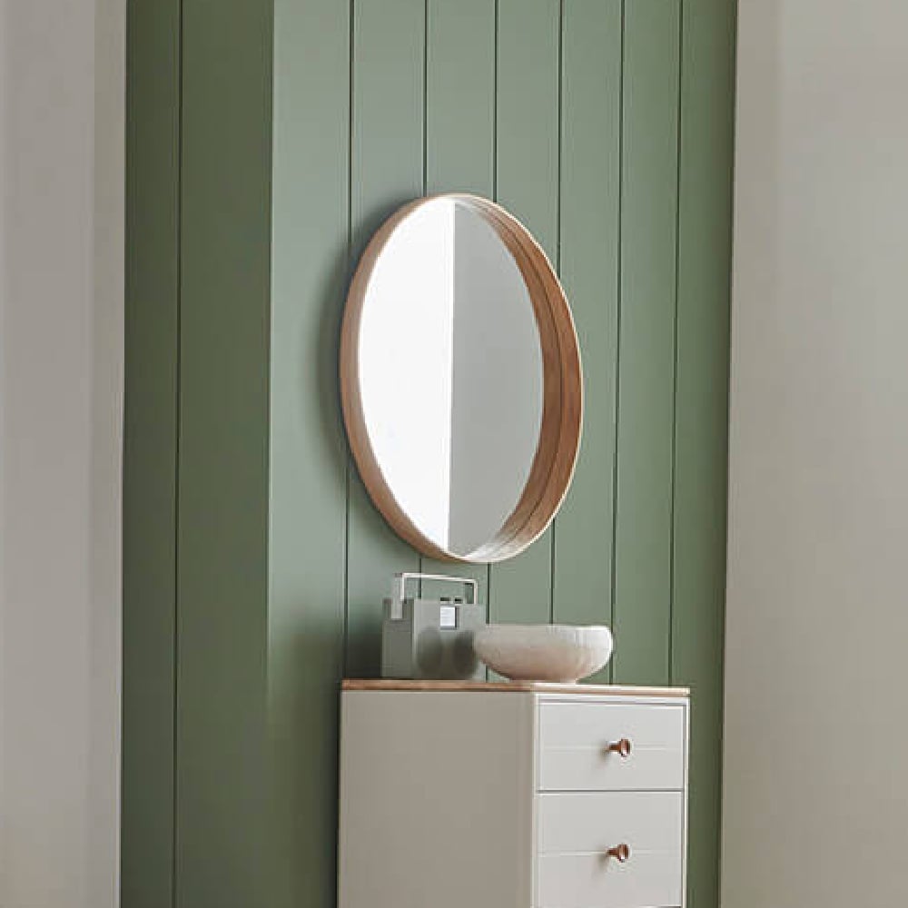 Product photograph of Mainz Wooden Round Mirror In Natural from Furniture in Fashion