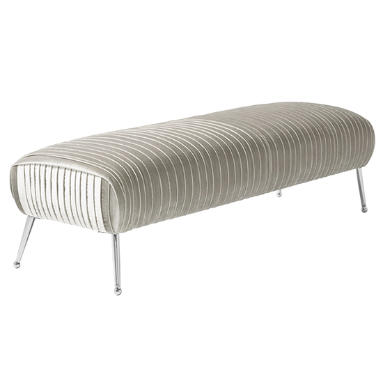Read more about Marlox velvet seating bench in grey with chrome legs