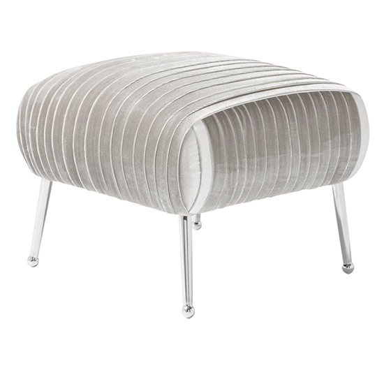 Read more about Marlox velvet stool in grey with chrome legs