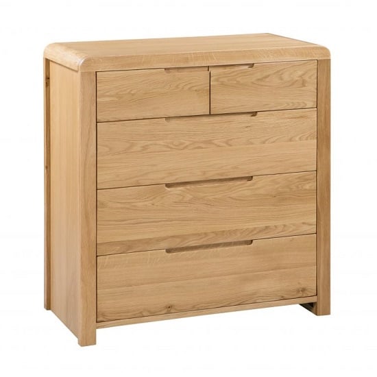 Photo of Camber wooden tall chest of drawers in waxed oak finish