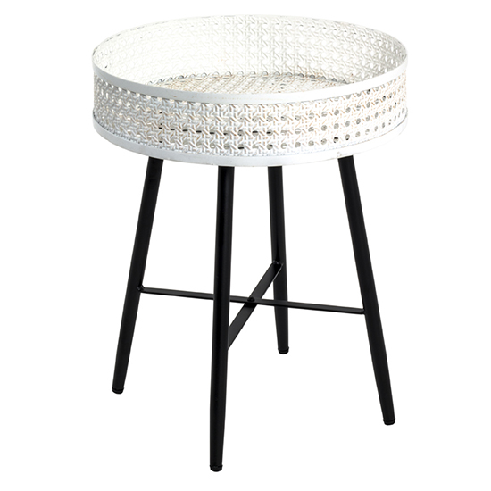 Read more about Marostica round small side table cream with black metal legs