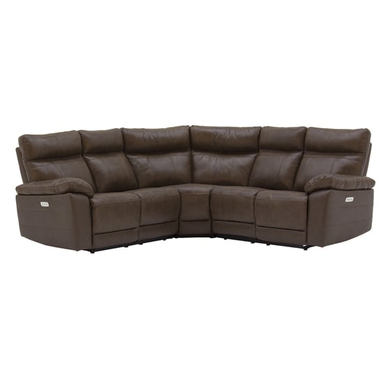 Marquess Electric Recliner Faux Leather Corner Sofa In Brown ...