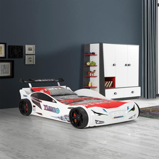 Product photograph of Marseille Eco Kids Racing Car Bed In White With Led from Furniture in Fashion