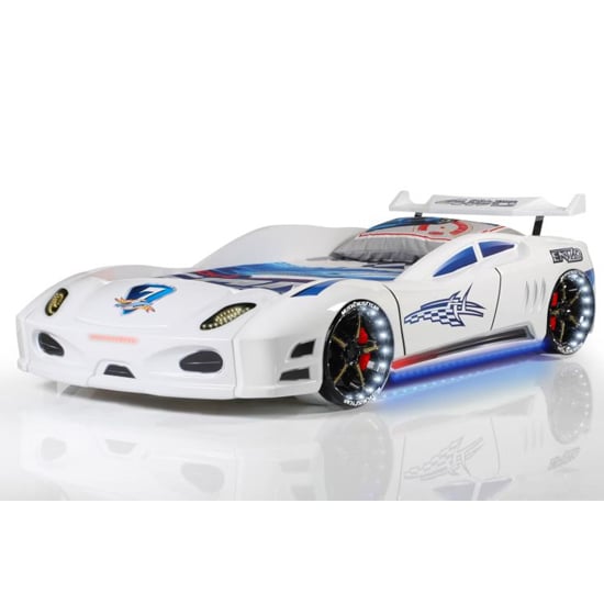 Product photograph of Marseille Enzo Kids Racing Car Bed In White With Led from Furniture in Fashion