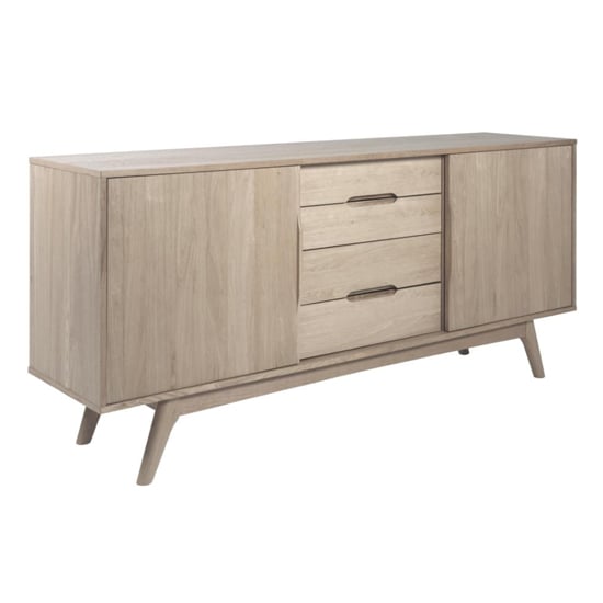 Product photograph of Marta 2 Sliding Doors And 4 Drawers Sideboard In Oak White from Furniture in Fashion