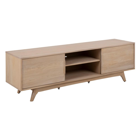 Product photograph of Marta Wooden 2 Sliding Doors Tv Stand In Oak White from Furniture in Fashion