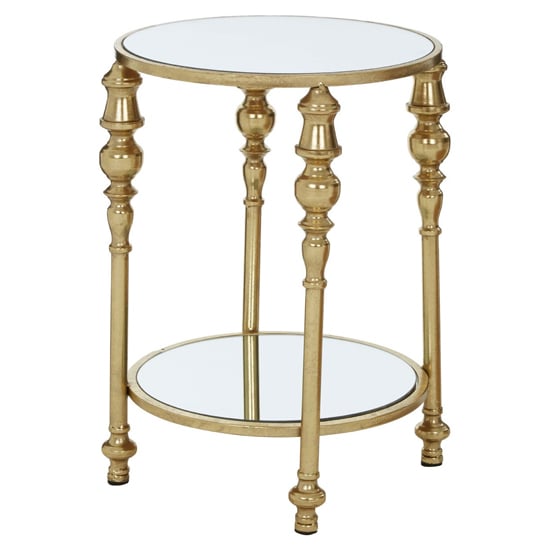 Product photograph of Martico 2 Tier Mirrored Glass Top Side Table With Gold Frame from Furniture in Fashion