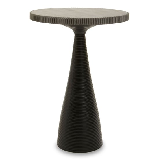 Product photograph of Martina Black Stone Side Table With Metal Base from Furniture in Fashion