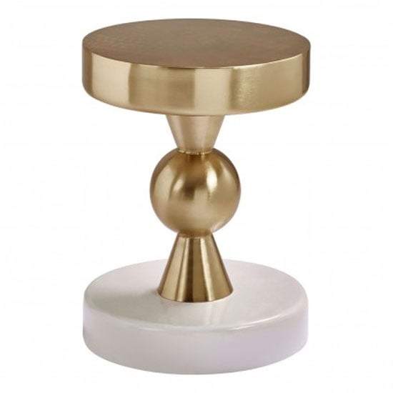Product photograph of Martina Round Wooden Side Table In Gold And Ivory from Furniture in Fashion