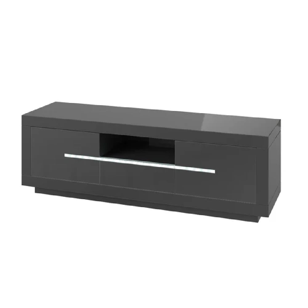 martley high gloss tv stand with 2 doors in grey and led