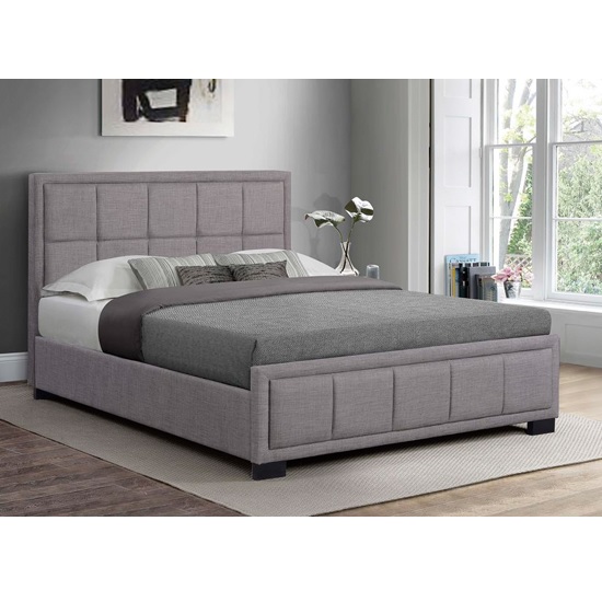 Read more about Masira contemporary fabric king size bed in grey