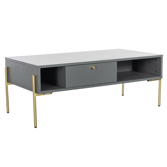 Product photograph of Maspeth Wooden Coffee Table With 1 Drawer In Grey And Gold from Furniture in Fashion