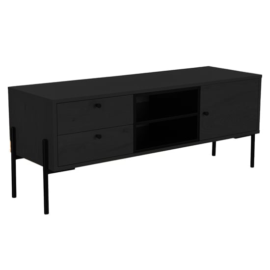 Product photograph of Maspeth Wooden Tv Stand With 1 Door 2 Drawers In Black from Furniture in Fashion