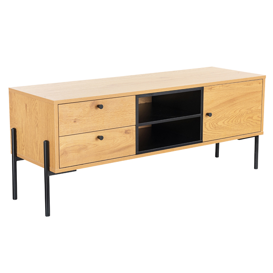 Product photograph of Maspeth Wooden Tv Stand With 1 Door 2 Drawers In Oak And Black from Furniture in Fashion