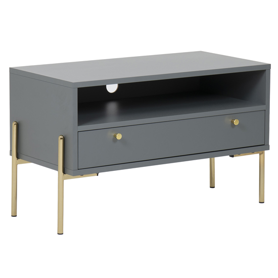 Product photograph of Maspeth Wooden Tv Stand With 1 Drawer In Grey And Gold from Furniture in Fashion