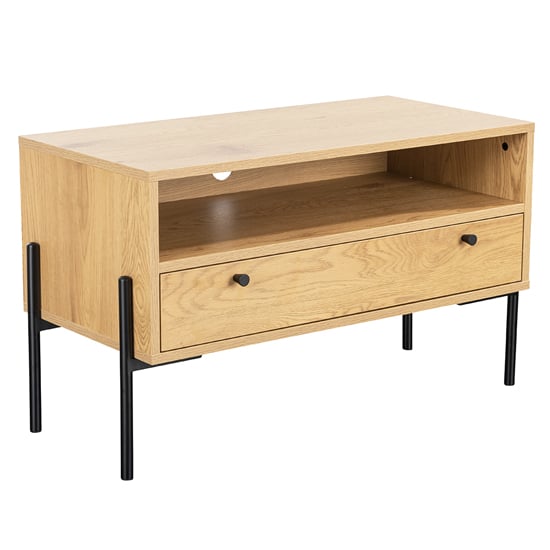 Product photograph of Maspeth Wooden Tv Stand With 1 Drawer In Oak And Black from Furniture in Fashion