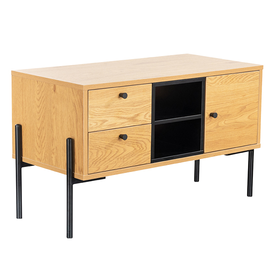 Product photograph of Maspeth Wooden Tv Stand In Oak And Black from Furniture in Fashion