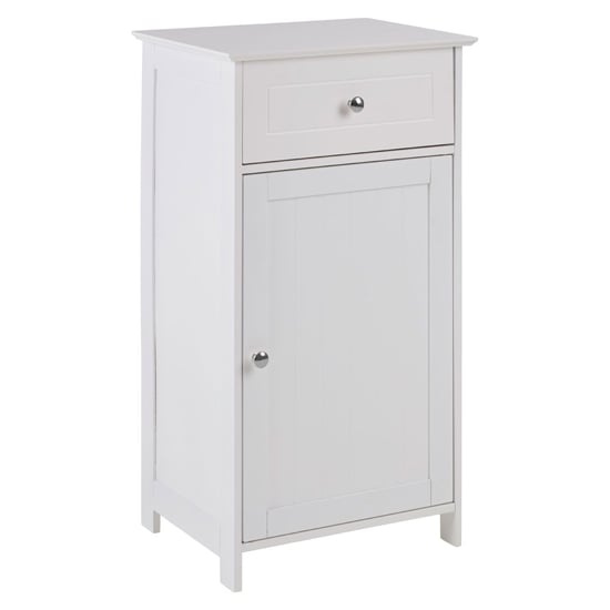 Photo of Matar wooden storage cabinet with 1 door and 1 drawer in white