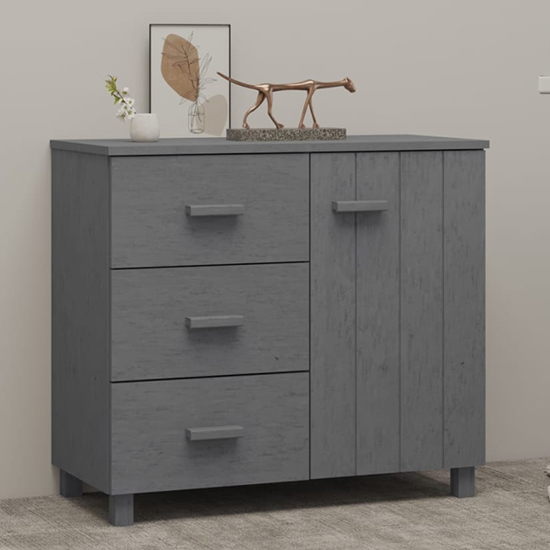 Product photograph of Matia Pinewood Sideboard With 1 Door 3 Drawers In Dark Grey from Furniture in Fashion