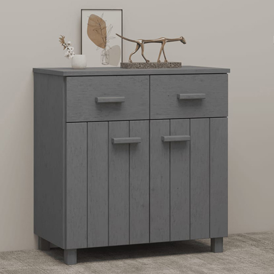 Read more about Matia pinewood sideboard with 2 doors 2 drawers in dark grey
