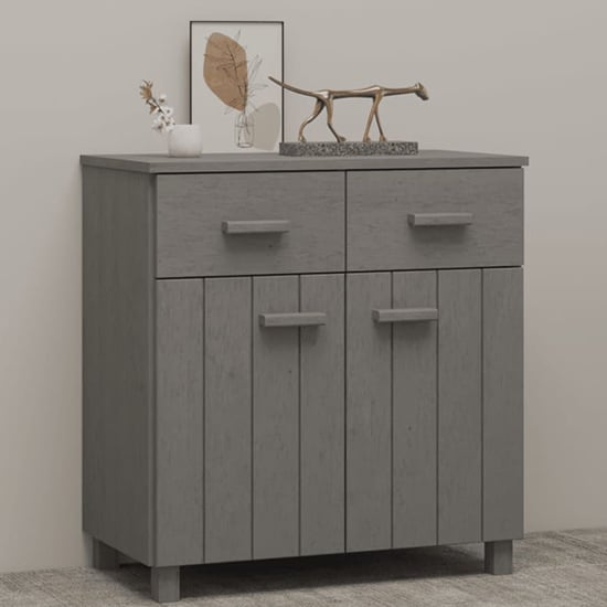 Product photograph of Matia Pinewood Sideboard With 2 Doors 2 Drawers In Light Grey from Furniture in Fashion