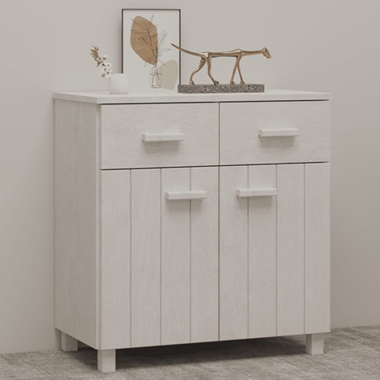 Photo of Matia pinewood sideboard with 2 doors 2 drawers in white