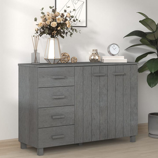 Read more about Matia pinewood sideboard with 2 doors 4 drawers in dark grey